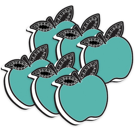 Ashley Productions Magnetic Whiteboard Eraser, Teal Apple with Chalk Loop Leaves, 6PK 09984